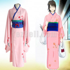 New! Gintama Silver Soul Shimura Tae Pink Kimono Cosplay Costume