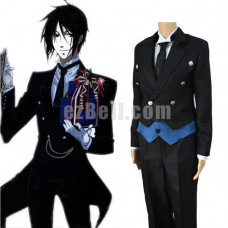 New! Anime Black Butler Kuroshitsuji Sebastian Michaelis Black Uniform Suit Cosplay Costume