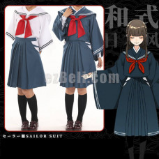 New! Japanese Kimono-Sleeved Sailor School Uniform Cosplay Costume