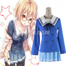New! Anime Kyokai no Kanata (Beyond the Boundary) Kuriyama Mirai Cosplay Costume Japanese Girl's School Uniform 
