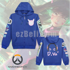 New! Game Overwatch D.VA Blue Long Sleeves Hoodie Jacket   